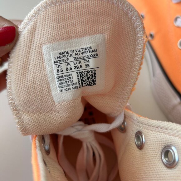Converse Womens 8.5 Chuck Taylor All Star Lift Hi Peach Orange Platform Sneakers - Picture 6 of 10